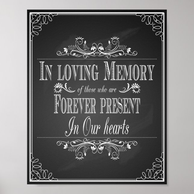 Wedding sign In Loving Memory vintage chalkboard (Front)