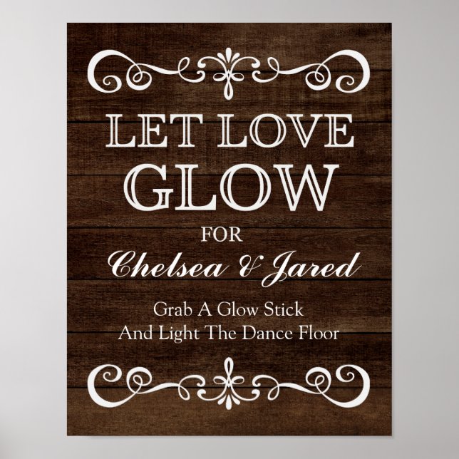 Wedding Sign – Let Love Glow Rustic Wedding Sign (Front)