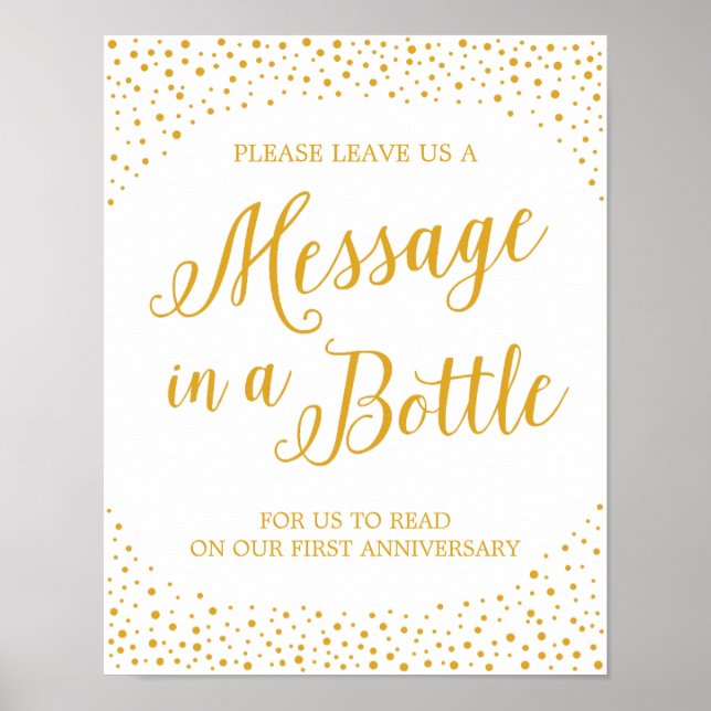 Wedding Sign – Message in a Bottle Confetti Sign (Front)