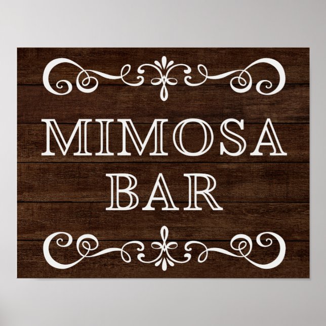 Wedding Sign – Mimosa Bar Rustic Wedding Sign (Front)