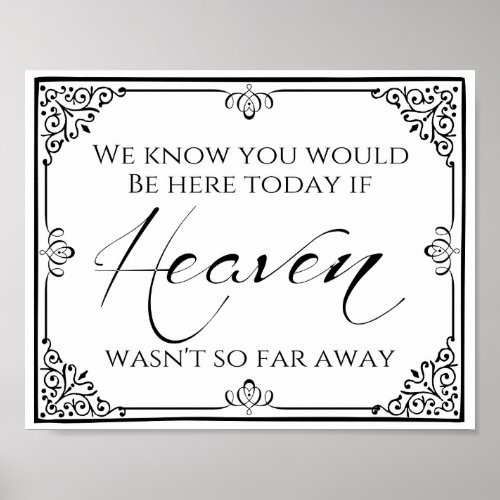 Wedding sign missing loved ones heaven print