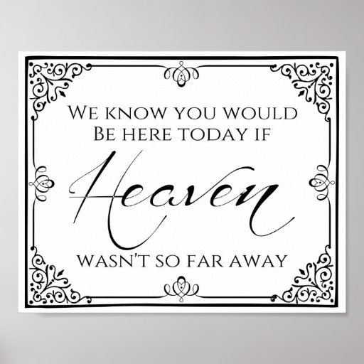 Wedding sign missing loved ones heaven print | Zazzle