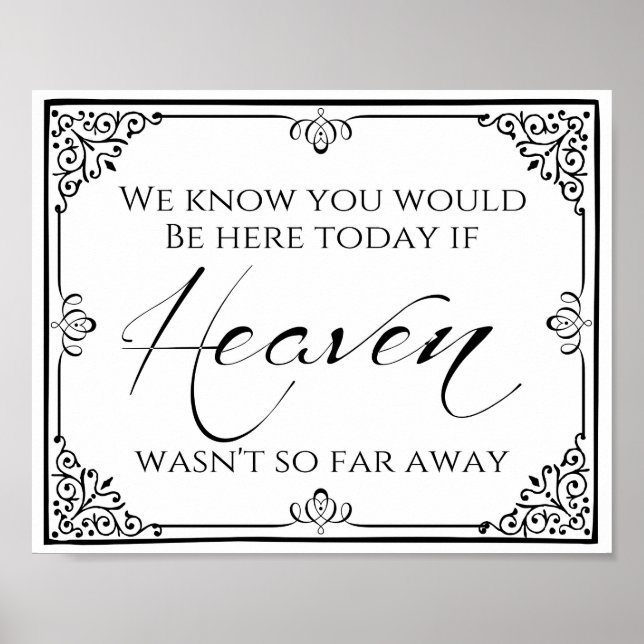 Wedding sign missing loved ones heaven print (Front)