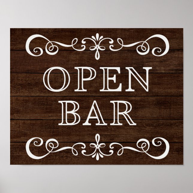 Wedding Sign – Open Bar Rustic Wedding Sign (Front)