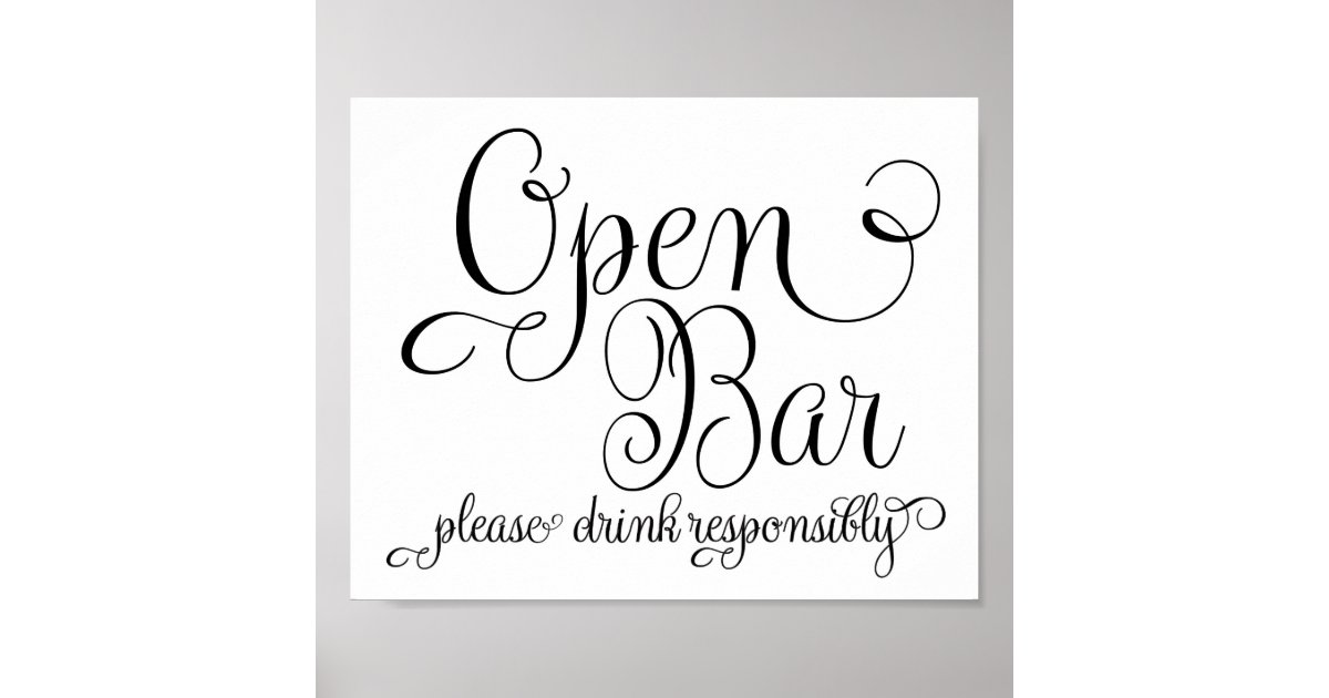 Wedding Sign - Open Bar Sign- | Zazzle