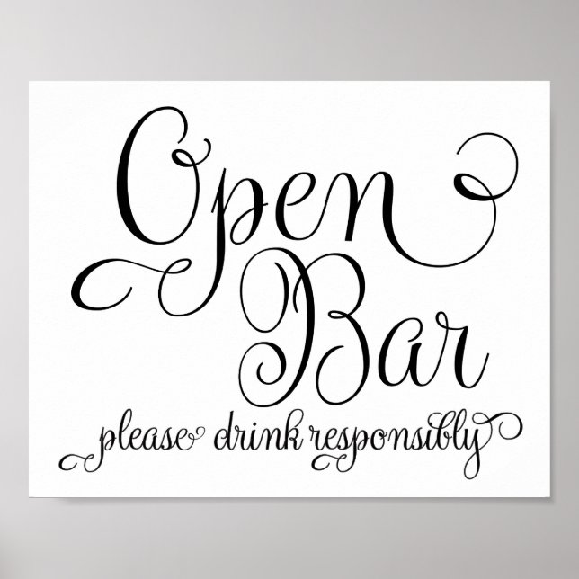 Wedding Sign - Open Bar Sign- (Front)