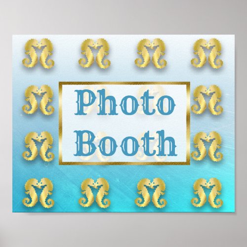 Wedding Sign Photo Booth Oceanic Aqua Blue  Gold