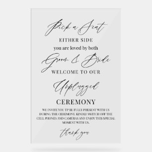 Wedding Sign – Pick a Seat, Not a Side   Unplugged