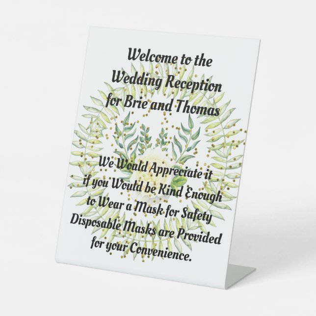 Wedding Sign Requesting Guests to Wear a Mask (Front)