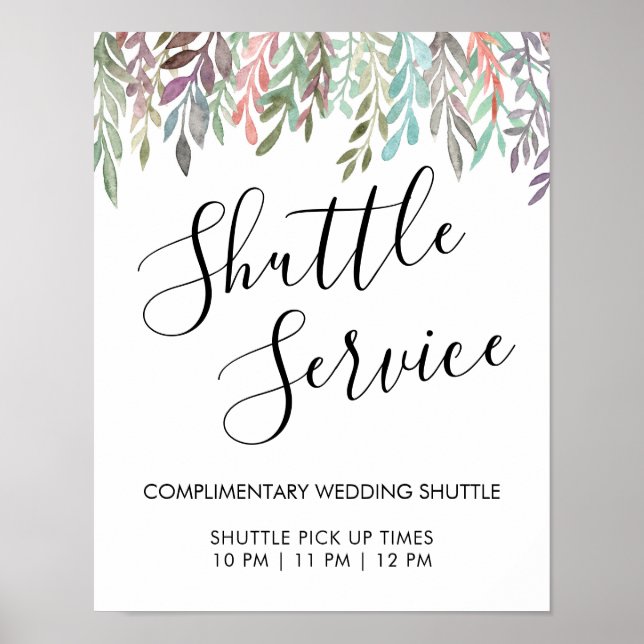 Wedding Sign – Shuttle Service Greenery Sign (Front)