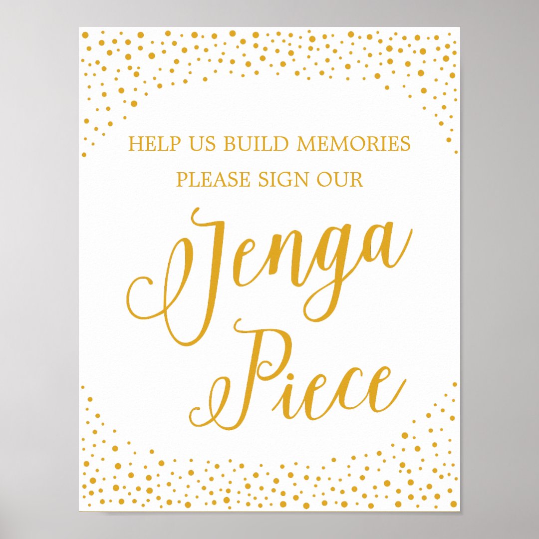Wedding Sign – Sign Our Jenga Piece Confetti Sign | Zazzle