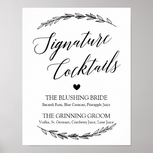 Wedding Sign â Signature Cocktail Laurel Sign