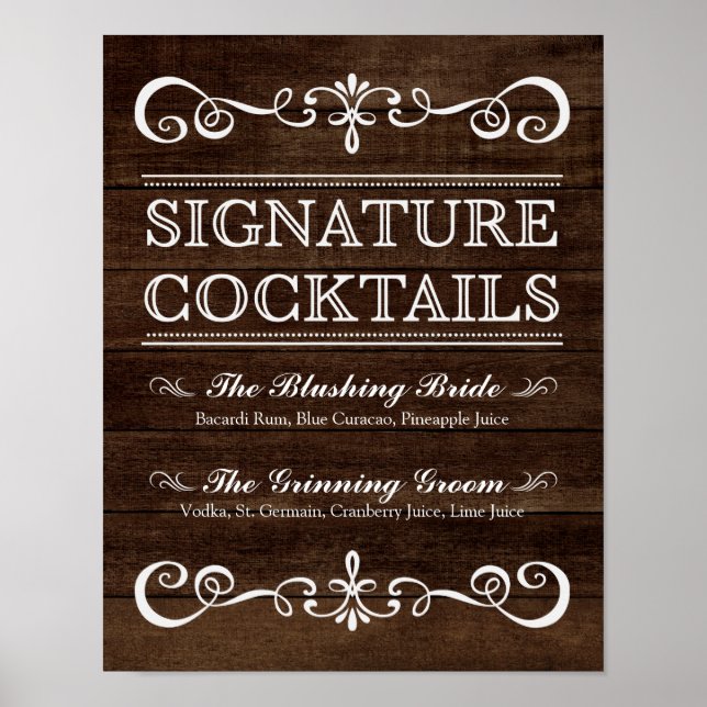 Wedding Sign – Signature Cocktail Rustic Wedding S (Front)