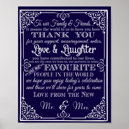 Wedding sign thank you from new Mr  Mrs