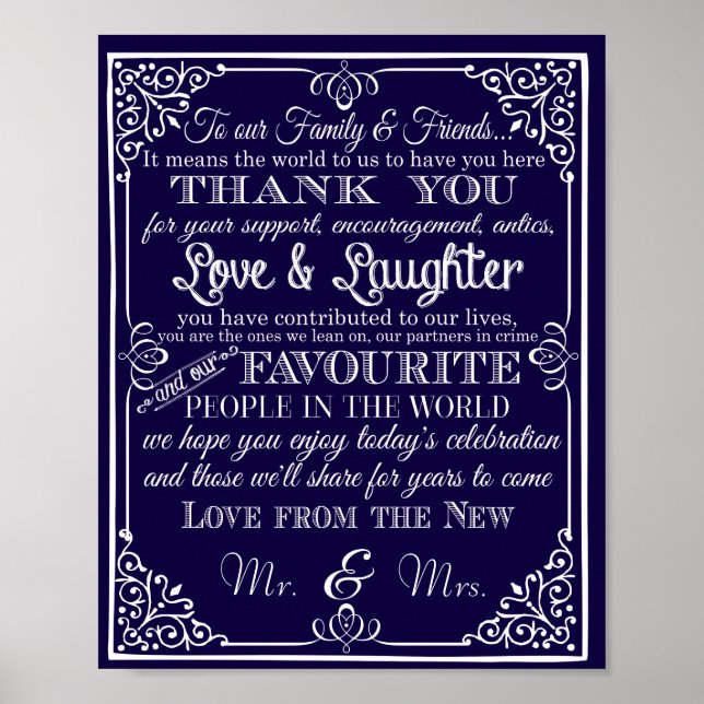 Wedding sign thank you from new Mr & Mrs (Front)