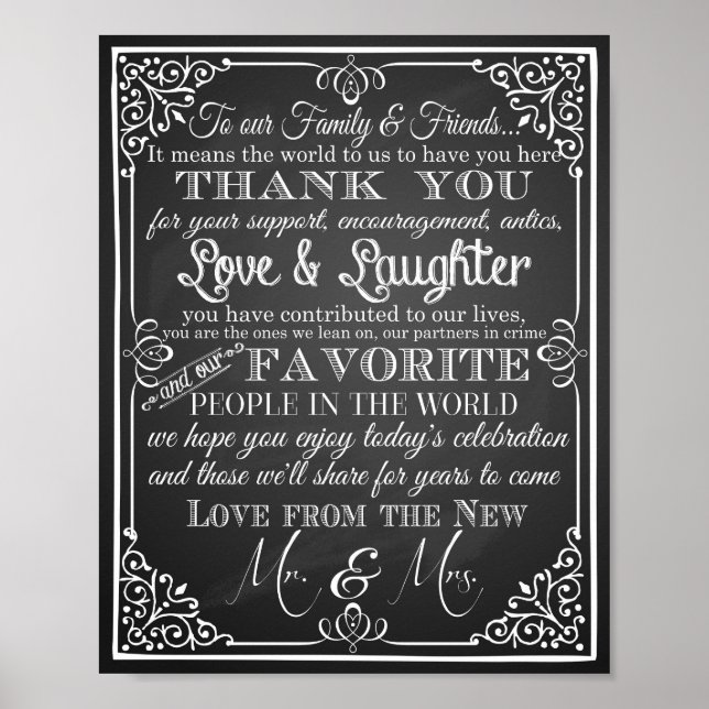 Wedding sign thank you from new Mr & Mrs (Front)