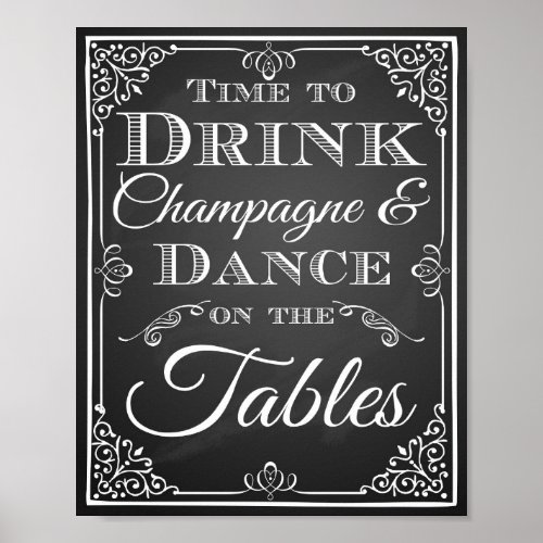 Wedding sign Time to Drink Champagne chalkboard
