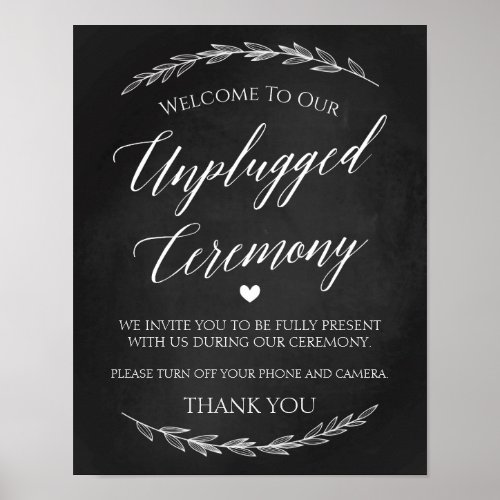 Wedding Sign  Unplugged Ceremony Chalkboard Sign