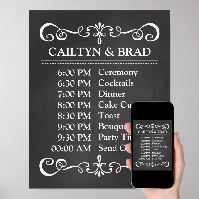 Wedding Sign Wedding Schedule Chalkboard Sign Zazzle
