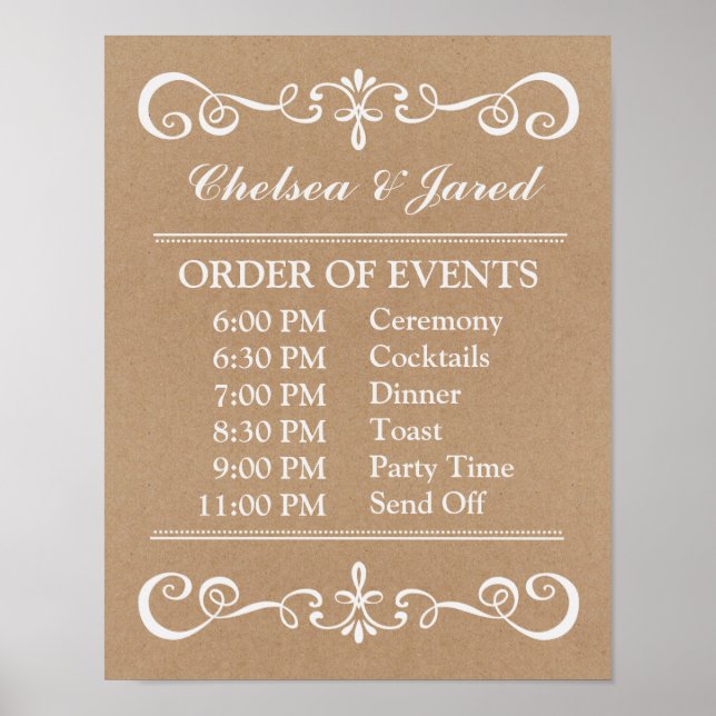 Wedding Sign – Wedding Schedule Rustic Sign (Front)