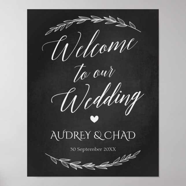 Wedding Sign – Wedding Welcome Chalkboard Sign (Front)