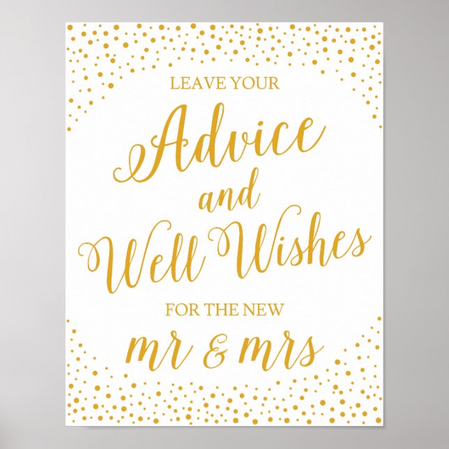 Wedding Sign – Well Wishes Confetti Wedding Sign (Front)