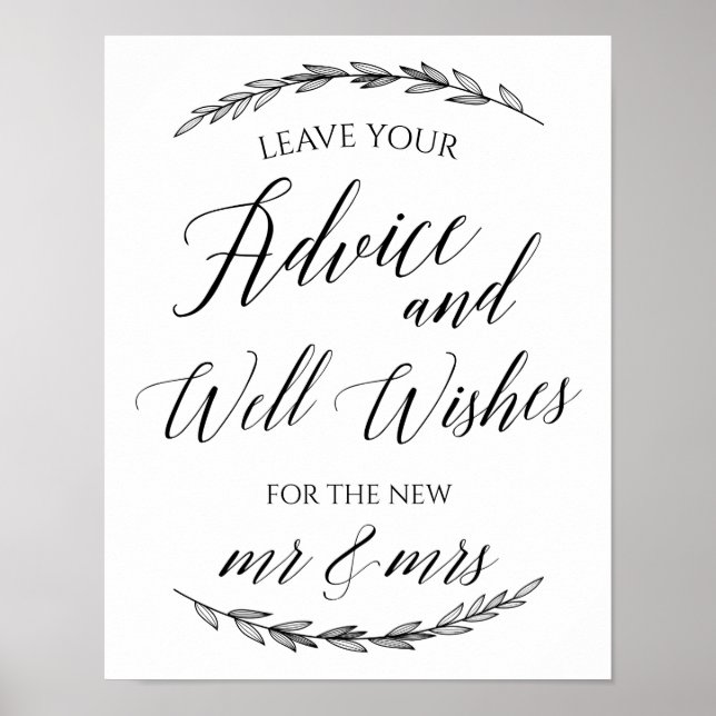 Wedding Sign – Well Wishes Laurel  Wedding Sign (Front)