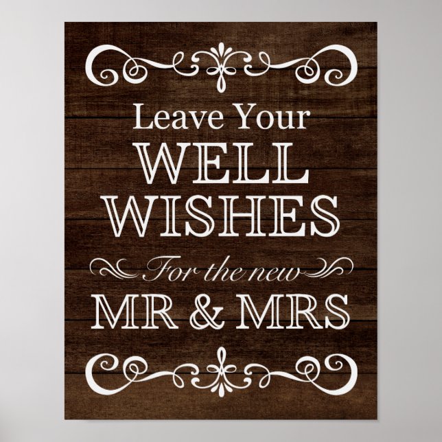 Wedding Sign – Well Wishes Rustic Wedding Sign (Front)