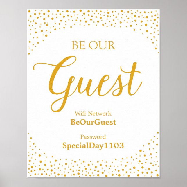 Wedding Sign – Wifi Password Confetti Wedding Sign (Front)