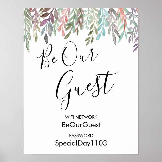 Wedding Sign – Wifi Password Greenery Sign (Front)