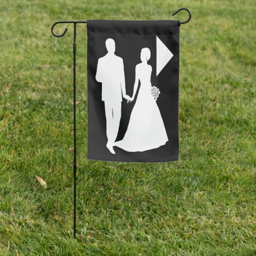 Wedding signage  bride groom black white garden flag