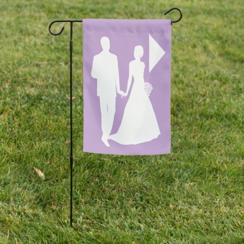 Wedding signage  bride groom silhouette purple  garden flag
