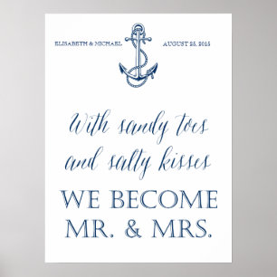 Wedding signage, nautical themed, funny message poster