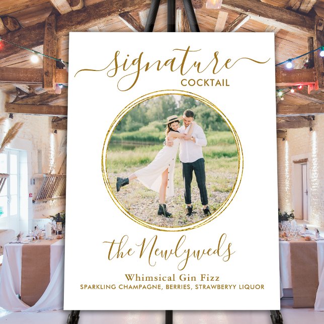 Wedding Signature Cocktail Gold Custom Photo Bar  Foam Board (Creator Uploaded)