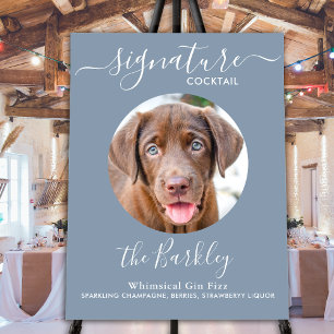 Wedding Signature Cocktail Pet Photo Dusty Blue Foam Board