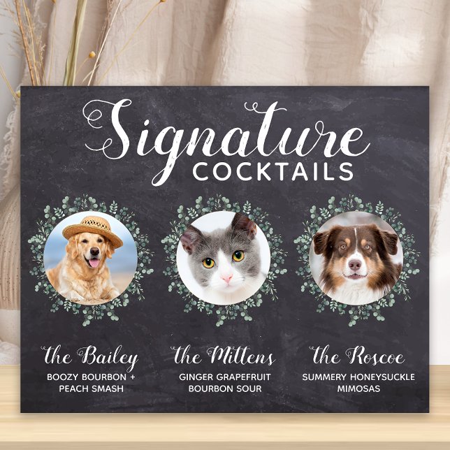 Wedding Signature Cocktails Pet 3 Photos Bar Drink Poster (Creator Uploaded)