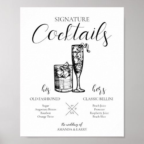 Wedding Signature Cocktails Sign 