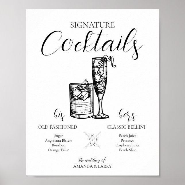 Wedding Signature Cocktails Sign  (Front)