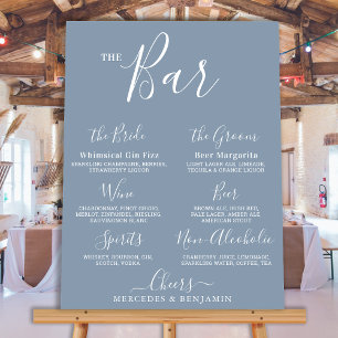 Wedding Signature Drink Bar Personalize Dusty Blue Foam Board