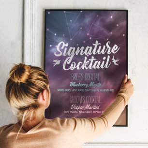 Wedding Signature Drink Menu Galaxy Constellations Poster
