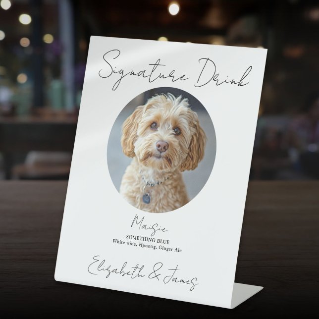 Wedding Signature Drink Pet Dog Photo Pedestal Sign (Wedding Signature Drink Pet Dog Photo Pedestal Sign)