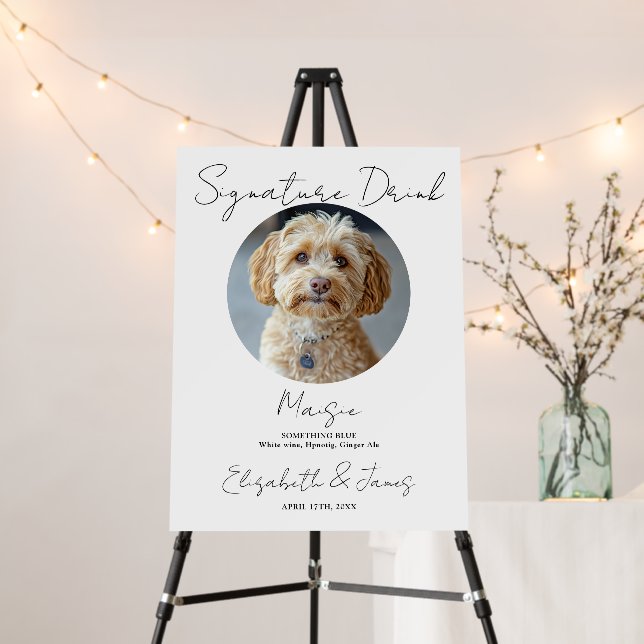 Wedding Signature Drink Pet Dog Photo Sign (In Situ (Stand))