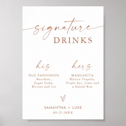 Wedding Signature Drink Sign 5x7 Modern Bar Sign