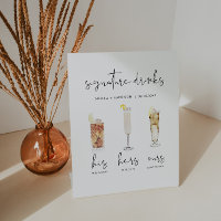 Wedding Signature Drink Sign, Watercolor Cocktails