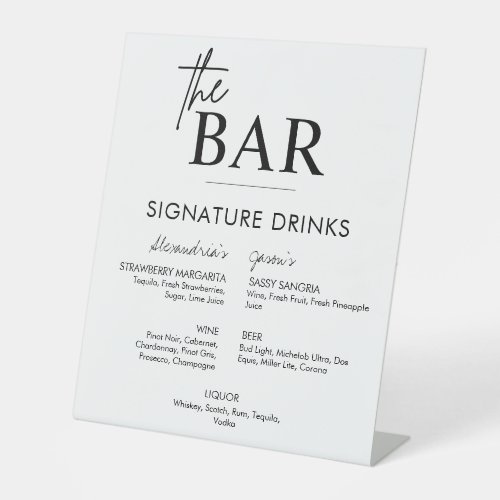 Wedding Signature Drinks Bar Menu Pedestal Sign