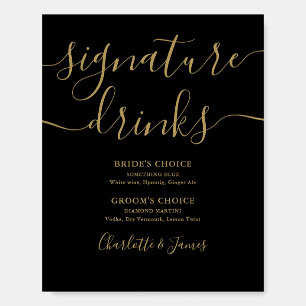 Wedding Signature Drinks Black Gold Sign