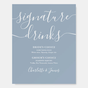 Wedding Signature Drinks Dusty Blue Sign
