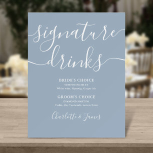 Wedding Signature Drinks Dusty Blue Sign