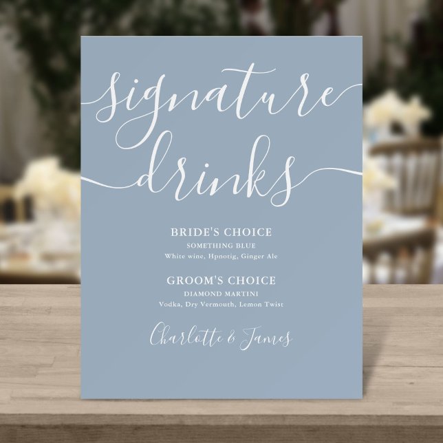 Wedding Signature Drinks Dusty Blue Sign  (Creator Uploaded)