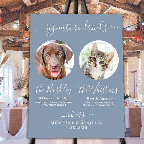 Wedding Signature Drinks Pet Dog Photo Dusty Blue  Foam Board